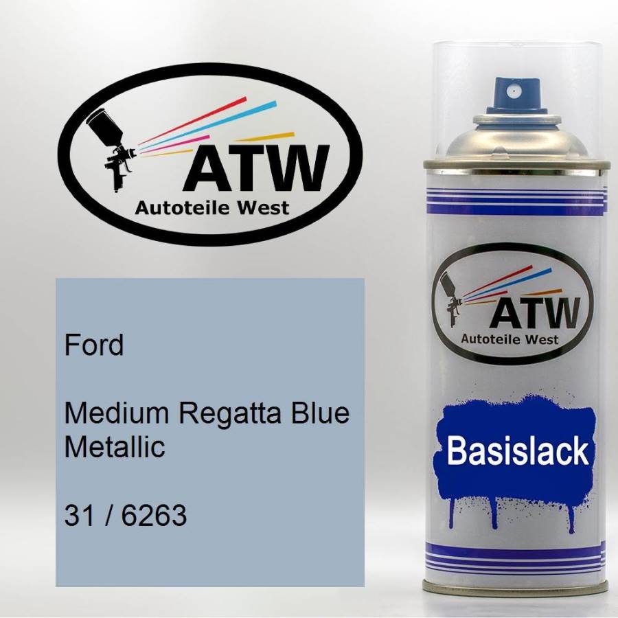 Ford, Medium Regatta Blue Metallic, 31 / 6263: 400ml Sprühdose, von ATW Autoteile West.